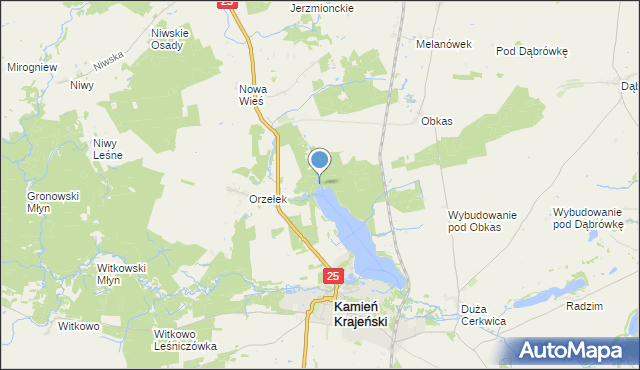 mapa Obkas-Młyn, Obkas-Młyn na mapie Targeo